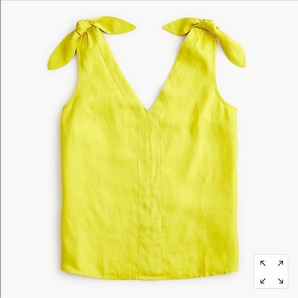J. Crew Tops - J. Crew Bow Tie Shoulder Linen Tank in Chartreuse Limoncello size XXL NWT